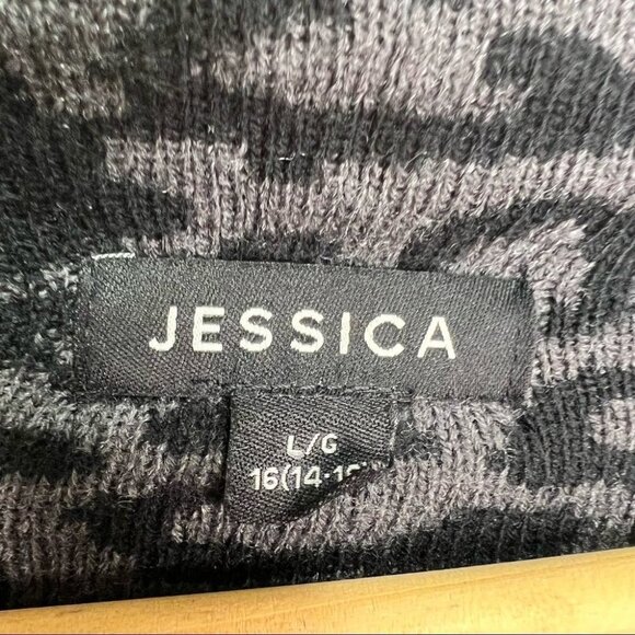 Jessica Draped Open Front Animal Print Sweater Cardigan Size Large - Picture 6 of 7